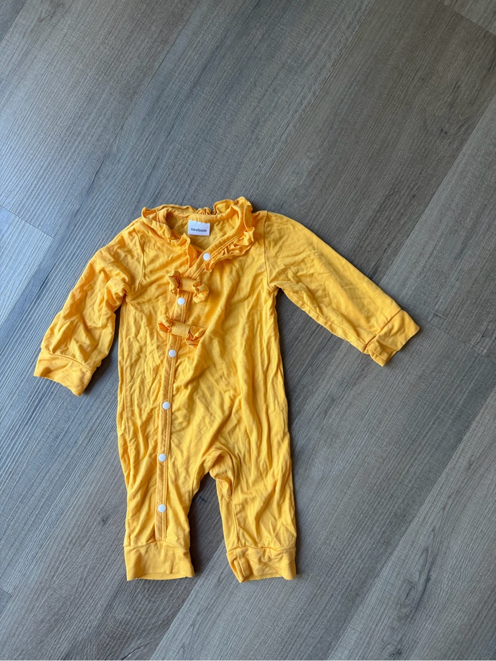 Yellow Ruffle-Trim Baby One-Piece
